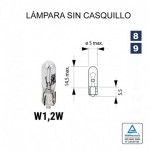 Lámpara sin casquillo T5 W1.2 12V (W2x4,6d) 10 UNDS