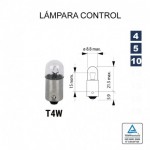 Lámpara Control T4W 12V 4W (BA9s) 10 UNDS