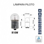 Lámpara Piloto R10W 12V 10W (BA15s scc) 10 UNDS